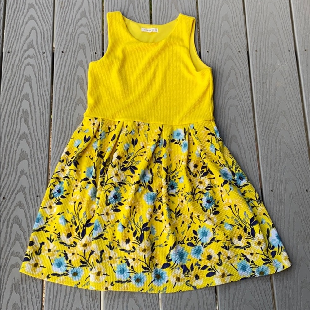 Yellow Blue Floral Dress